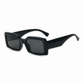 Modern square frame sunglasses in black finish with sleek dark grey lenses for women and men - Black Frame