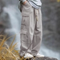 Pantaloni cargo grigi da uomo con vestibilità ampia e multitasche per attività all'aperto - S / Grigio