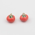 Detailed view of red persimmon charms with green leaves and gold hanging loops for DIY crafts - Persimmon Shape / Persimmon