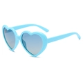 Sky blue heart-shaped sunglasses featuring purple gradient lenses and glossy plastic frame - Polarized Lens / Sky Blue Frame Gradient Lens (Polarized)