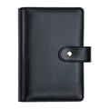 Black Saffiano leather loose-leaf binder notebook with golden snap button closure - Case Only-Shiny Black