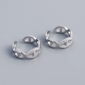 Bagues ouvertes mufle de porc argentées avec zircons étincelants au style minimaliste - Argent 925 / Or Blanc (Paire)