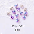 Macro shot of 5mm iridescent purple butterfly crystal nail art charms with silver back - Iridescent Purple Gradient Butterfly Style (L204) / 5mm