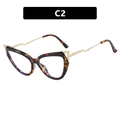Cat-Eye-Brillengestell in Schildpatt-Optik mit schmalen goldenen Metallbügeln für Damen - Schildpatt