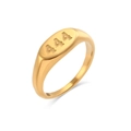 Nahaufnahme von 18K vergoldetem Edelstahlring mit gravierter 444 Engelszahl-Gravur - US Größe 6 / Engelnummer 444 (Oval)