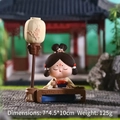 Tang Dynasty girl figurine calligraphy scene resin decor with vintage lamp 7x4.5x10cm - Miaoran Small Lamp (D1213-4)