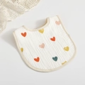 6-layer cotton gauze baby bib with colorful heart print and U-shape design - Colorful Heart