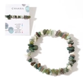 Bracciale elastico in pietre chakra irregolari levigate con perline minerali varie - Verde Scuro-Con Carta