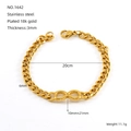 Bracciale a catena cubana in acciaio inossidabile dorato con ciondolo infinito placcato oro 18k - Stile Simbolo dell'Infinito (1642)