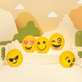 Set of five yellow emoji mood lamps featuring heart eyes and cool sunglasses designs - Emoji Lamp
