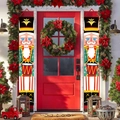 Christmas nutcracker soldier door banners set for festive party entrance decoration - 181.5x29.5cm (Pair) / Green