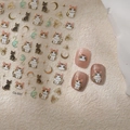 Cute black cat and gold butterfly nail art stickers with 3D metallic finish effects - Cartoon Cat Moon Star Gold Relief Style (CO-531)