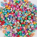 Colorful heart-shaped polymer clay beads with floral patterns for DIY jewelry making - Heart Cloud