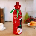Copribottiglia di vino rosso natalizio con pupazzo di neve e scritta Let it Snow - Modello Pupazzo di Neve Rosso / Copri Vino Rosso Paillettes Pupazzo di Neve