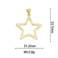 Detail showing 31.2mm x 33.7mm hammered 18k gold plated hollow star pendant size - Hammered Star Style (DZ-061)