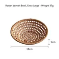 Extra large 18cm woven rattan basket hollow snack tray and coaster storage bowl - Rattan Hollow Bowl Extra Large