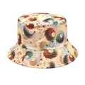Detailed macro view of vibrant spiral pattern print on a lightweight reversible sun bucket hat - M (56-58cm) / Red Green Orange Blue Spiral Gradient (35#)