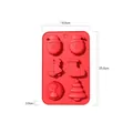 Red 6-cavity Christmas silicone cake mold with Santa and tree shapes 18.5x25.5x3.5cm - YH142 Santa Bell Mold / Red