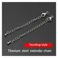 Silver titanium steel extension chain with lobster clasp and teardrop pendant - Teardrop Bead Style Extension Chain (Silver)