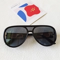 Occhiali da sole aviator neri oversize con doppio ponte e aste con decoro intagliato - Nero
