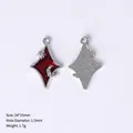 Red enamel star pendant with moon and star accent, silver alloy DIY jewelry charm - 84446 Red