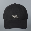 Gros plan sur la casquette en coton noir avec broderie linéaire blanche sur le devant - M(56-58cm) / Noir