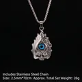 Collana con ciondolo teschio e malocchio in acciaio inossidabile argento da uomo - Fiamma Malocchio 4