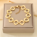 Minimalist square hollow link bracelet in 18K gold finish with lobster clasp and chain - Mirror Polished Square Hollow Style (KB210102-Z)