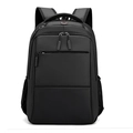 Business casual black laptop backpack with multi-layer zipper pockets and padded straps - Black