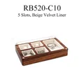Black walnut jewelry box with five slots, cream velvet lining and clear acrylic lid - 5 Slots Beige Velvet (RB520-C10)