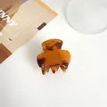 Mini acetate hair claw clip with brown tortoiseshell pattern and glossy finish - 3.5cm / Leopard Brown