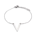 Bracciale in acciaio inossidabile argento con ciondolo a V e catena regolabile - Stile Lettera V (KB116102-K)