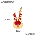 Detail view of golden reindeer charm with red enamel showing 1.5cm height and 1.0cm width - AP33903D0W0-Reindeer Head