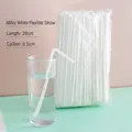 Confezione da 100 cannucce flessibili in plastica bianco latte, 20cm di lunghezza e 0,5cm - Cannucce Flessibili Bianco Latte (100 Pezzi Sacco)
