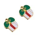Christmas gift box pendant with green bow and red ribbon in gold-plated enamel metal - Gold Gift Box