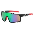 Outdoor sports sunglasses with black and red frame and colorful polarized lenses - Black Frame Green Mirror Lens