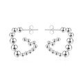 Pendientes de corazón con cuentas plateadas pulidas chapado en oro 18K estilo minimal - Color Acero (MS-509)