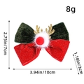 Fermaglio natalizio con corna di renna, fiocco rosso e verde e dettaglio pompon bianco - Rosso e Verde