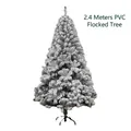 Tall 2.4m PVC flocked Christmas tree with realistic snow cover and stable base stand - 3m Flocked Green PVC Tree