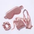 Dusty pink satin sleep set including an eye mask, hair scrunchie, headband, and pouch - No.32 Pink (Short Bag) / Rose Pink