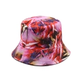 Detail of multi-color abstract flame print on a reversible bucket hat with stitching - M(56-58cm) / Abstract Multi-color Flame Print (04)