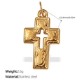 Golden hollow cross pendant necklace in stainless steel with 23.6mm height and 2.6g weight - Hollow Pattern Cross (PJ383G)