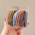 5-pack multi-color woven elastic hair ties in a clear display box for women - 4# Light Blue/Mixed (50pcs Box)