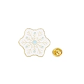 Broche flocon de neige en émail avec bordure dorée et points bleus pour sacs - Flocon de Neige Blanc avec Bord Doré (CZ0858-5)