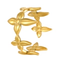 Adjustable gold flower ring featuring continuous four-leaf clover motifs in stainless steel - 18K Gold Plated Crown Clover