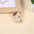 Cute calico cat in dessert cup acrylic brooch with Eat and Not Gain text pin - Stay Slim Cat