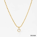 Elegante collar de acero inoxidable dorado con colgante de perla redonda en marco circular - Dorado (D1348)