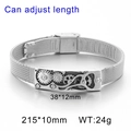 Steampunk zilveren mesh armband met tandwiel gravure en verstelbare lengte voor heren - Steampunk Gear Reliëf Stijl (KB112531-BD) / Zilver