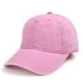 Detail of vintage washed pink cotton baseball cap with curved brim and reinforced stitching - Pink