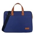Koningsblauwe laptoptas met bruine handvaten en schouderriem voor 14 tot 15,6 inch laptops - 14" / Donkerblauw